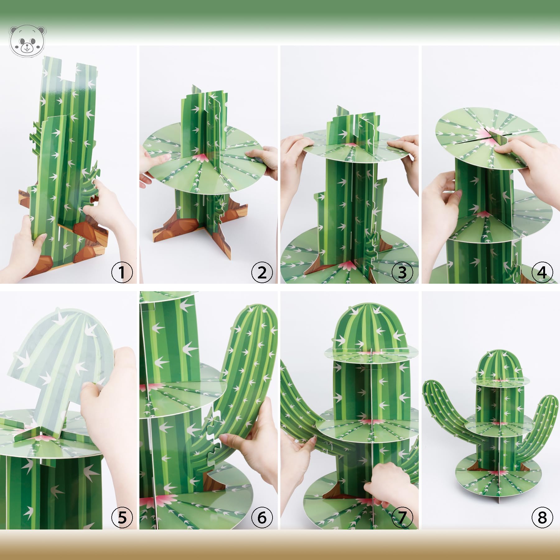 Soporte para cupcakes de cactus de 3 niveles, soporte para cupcakes con forma de cactus verde para suministros de fiesta mexicana, decoraciones de fiesta de taco, recuerdos de fiesta del Cinco