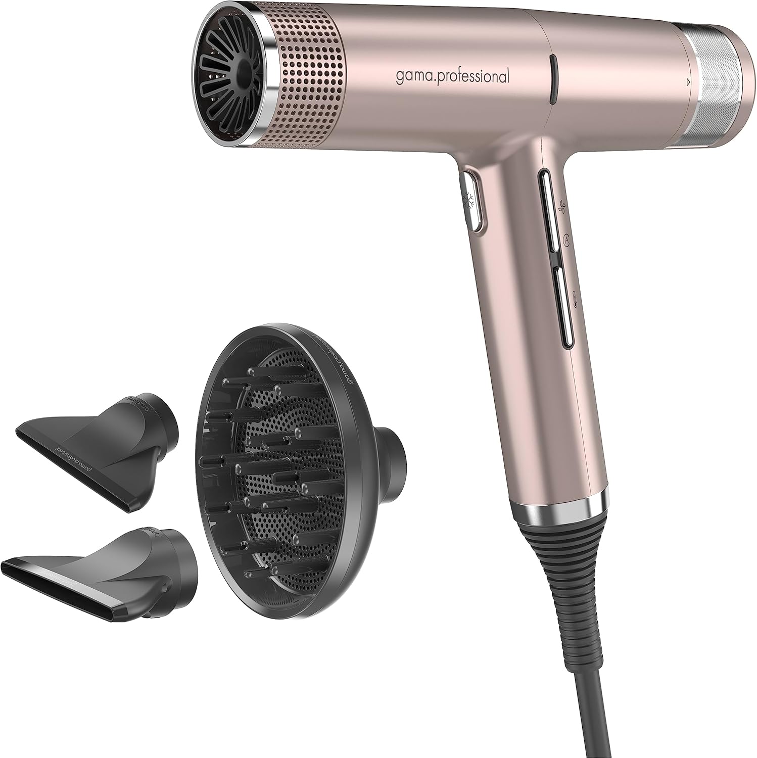 GA.MA Italy Professional, iQ1 Perfect, Ultralichte haardroger met borstelloze motor van 110.000 tpm, Oxy-Active technologie voor glanzend, pluisvrij haar, 1600 W vermogen, Goudroze