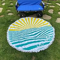 Vista 2 de Malo'o Toalla de playa grande de gran tamaño, máxima comodidad y estilo: toalla de playa redonda de 60 pulgadas con microfibra de algodón, secado