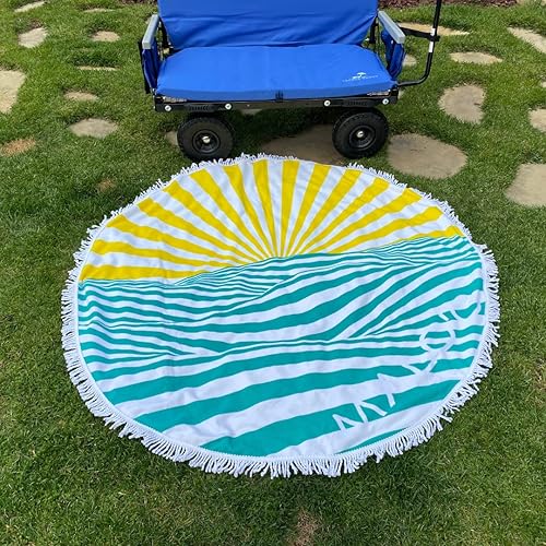 Miniatura 2 de Malo'o Toalla de playa grande de gran tamaño, máxima comodidad y estilo toalla de playa redonda de 60 pulgadas con microfibra de algodón, secado