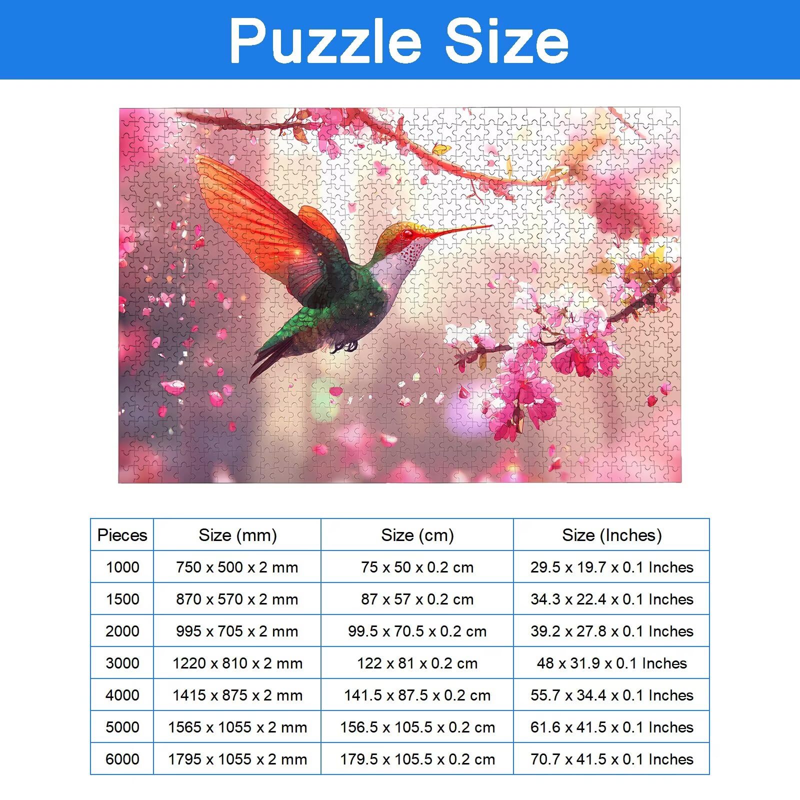 Puzzle 3000 Pièces Colibri, Puzzle 3000 Pièces Adultes et Enfants, Puzzles Bois avec Une Boîte d'emballage Exquise, Jeu Éducatif Puzzles Fleur, Decoration Maison, Cadeau Femme, Cadeau Homme, -8699