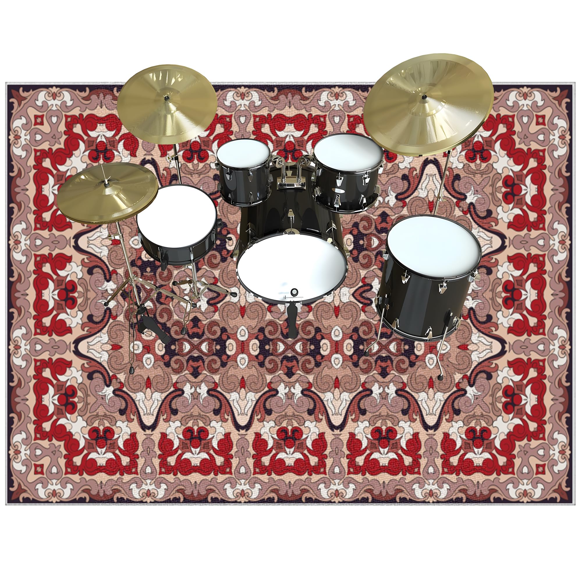 Tapis pour Batterie Acoustique, Tapis de Batterie Insonorisé 120 x 90 cm, Tapis de Tambour Anti-Bruit antidérapant, Tapis insonorisant pour Batterie électronique, Rectangulaire Tapis Batterie