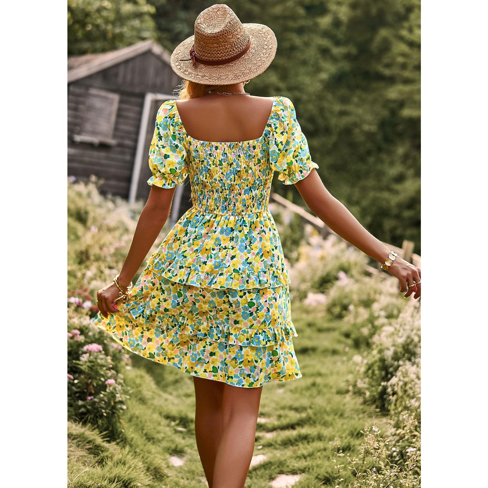 Vestidos de Verano Vestidos de Mujer Vestidos de Flores Vestidos de Mujer Vestidos de Primavera Y Verano Flores Vestidos de Pastel de Manga Corta, HUTALIM, Rosa, m