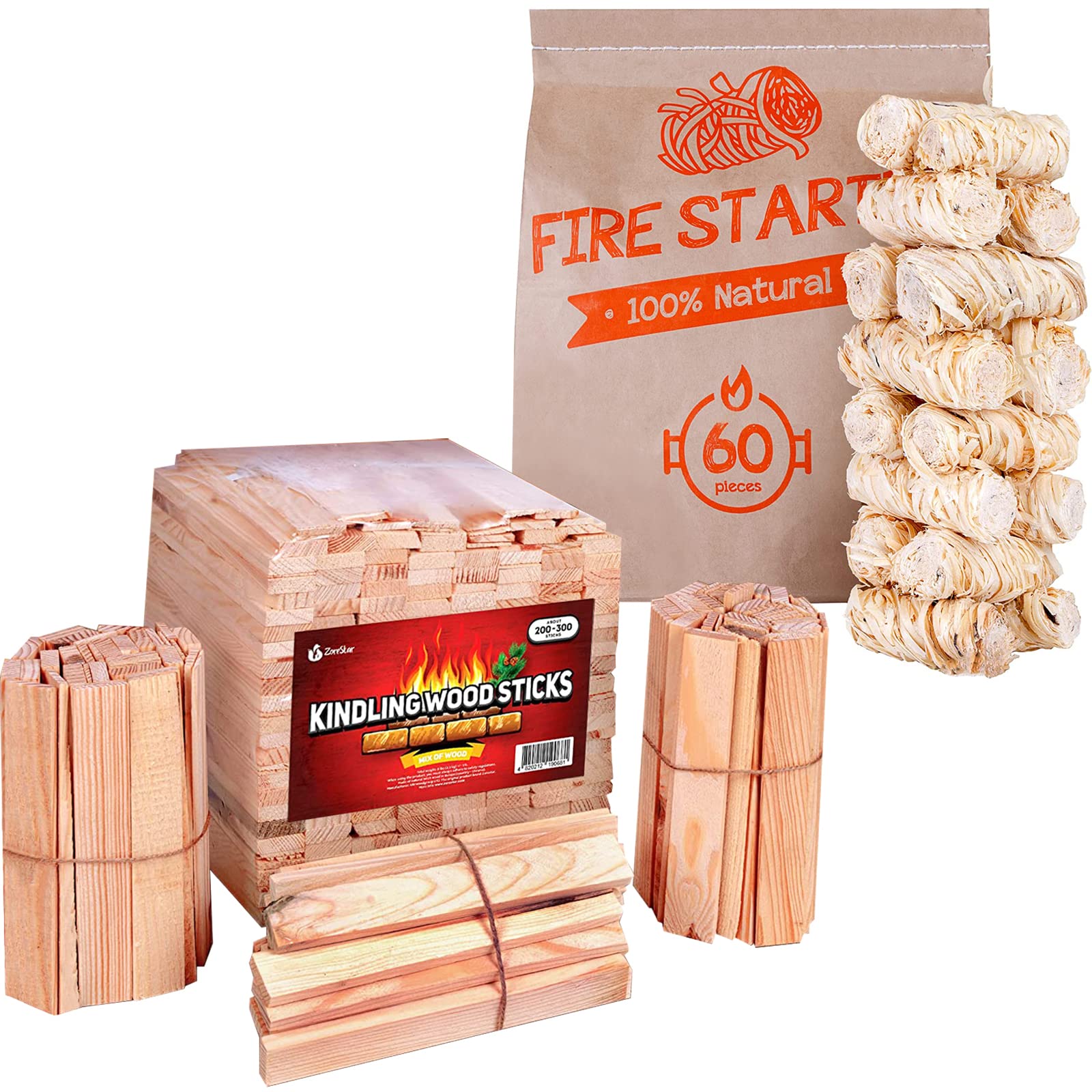 Kindling Wood fire Starter Sticks 300500 pc & 60+ pc XXL Size Kiln