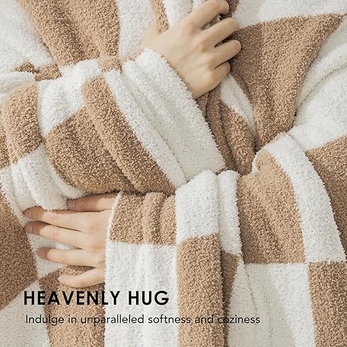 Miniatura 3 de EVERGRACE Manta de punto a cuadros súper suave para sofá, acogedora manta de punto de microfibra mullida y esponjosa de felpilla a cuadros para