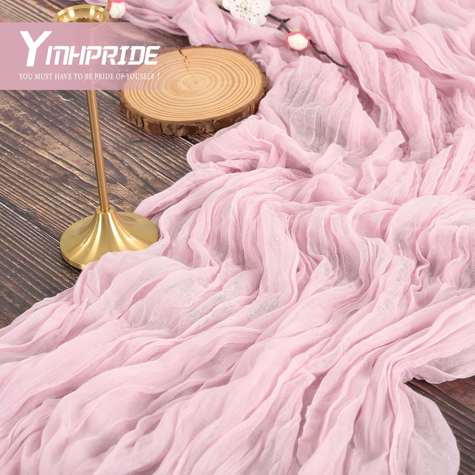 10 sztuk białego bieżnika na stół w kolorze babyrosa, 90 x 300 cm Jasny różowy rustykalny bieżnik z gazy w stylu boho, tkanina do sera, gaza na ślub, obrus na wesele, dekoracja stołu na przyjęcie