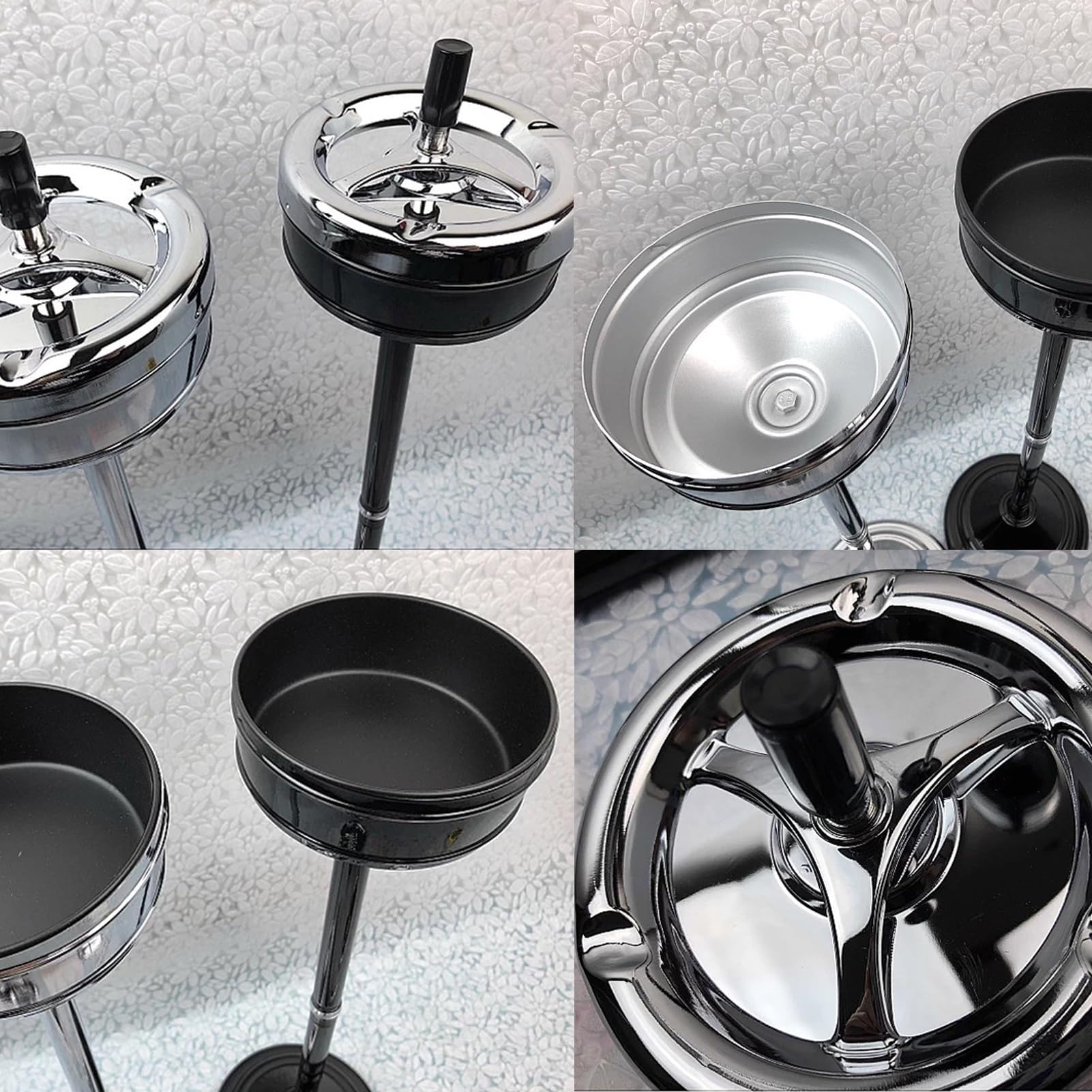 Posacenere da pavimento con coperchio girevole, porta cenere regolabile per esterni, contenitore in acciaio inox per patio e giardino