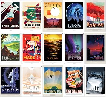 PosterOffice NASA JPL Space Travel Posters ALL 15 POSTERS 11" x 17" - Certified Prints with Holographic Numbering for Authenticity. Each poster is 11"x17" in size.