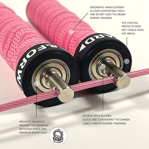 Miniatura 4 de UP & FORWARD Cuerda de salto de velocidad, asas ergonómicas y dos cables con protección, cuerdas de salto ajustables para entrenamiento en