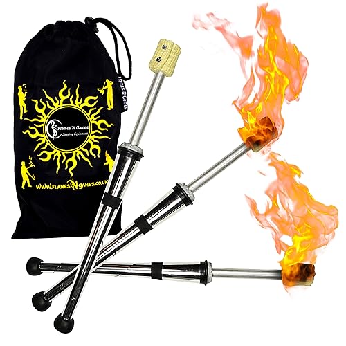Juggle Dream 3x PULSAR Fire Juggling Torches Pro Juggling Fire Torch Set of 3 + Flames N Games Travel Bag! Exellent Training set of Torches for Fire Juggling!