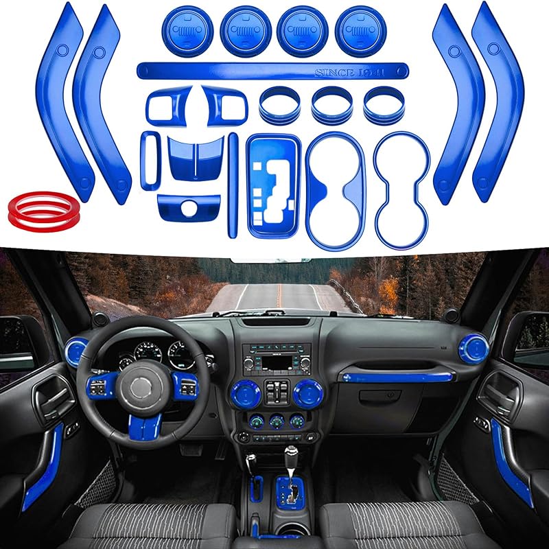 Kit de acabamento interno ZIBOPAR para Jeep Wrangler JK JKU 2011–2018 – 26 peças azul