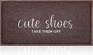AOAOPQ Front Door Indoor Outdoor Entrance Doormat L;arge 18x47 inch Caffee Rubber Welcome Door Mat Cute Shoes Take Them Off Doormat Anti Slip Polystyrene Non Slip Natural Mat