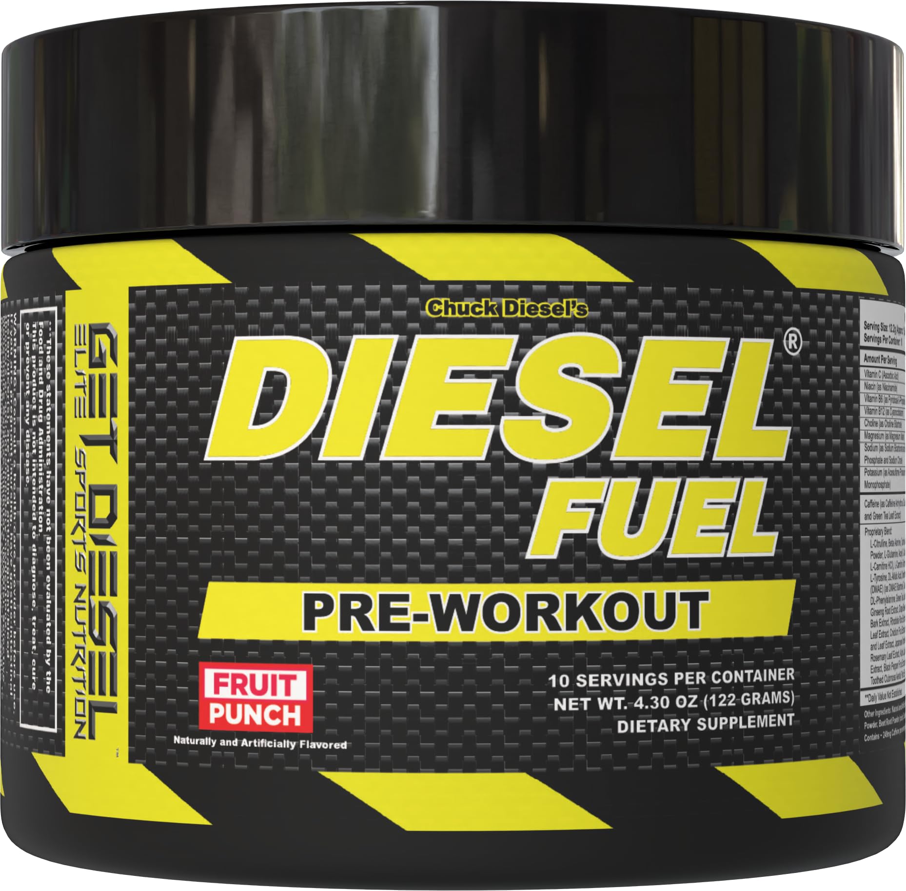 GET DIESEL NUTRITION Pré-treino em pó com cafeína, ginseng e beta-alanina, Fruit Punch, 142 g