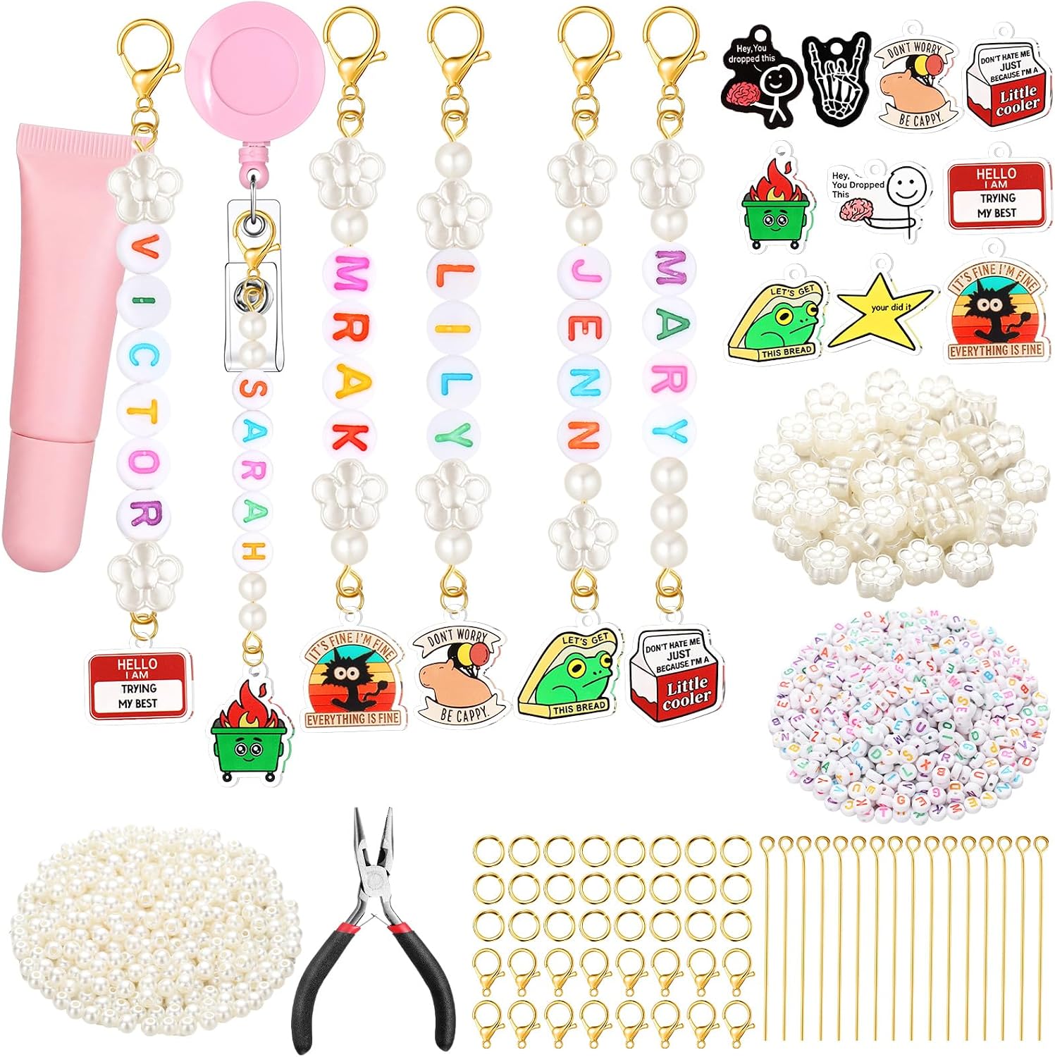 Suncalla 653 Pcs Nurse Badge Reel Charms Making Kit, Whimsical
