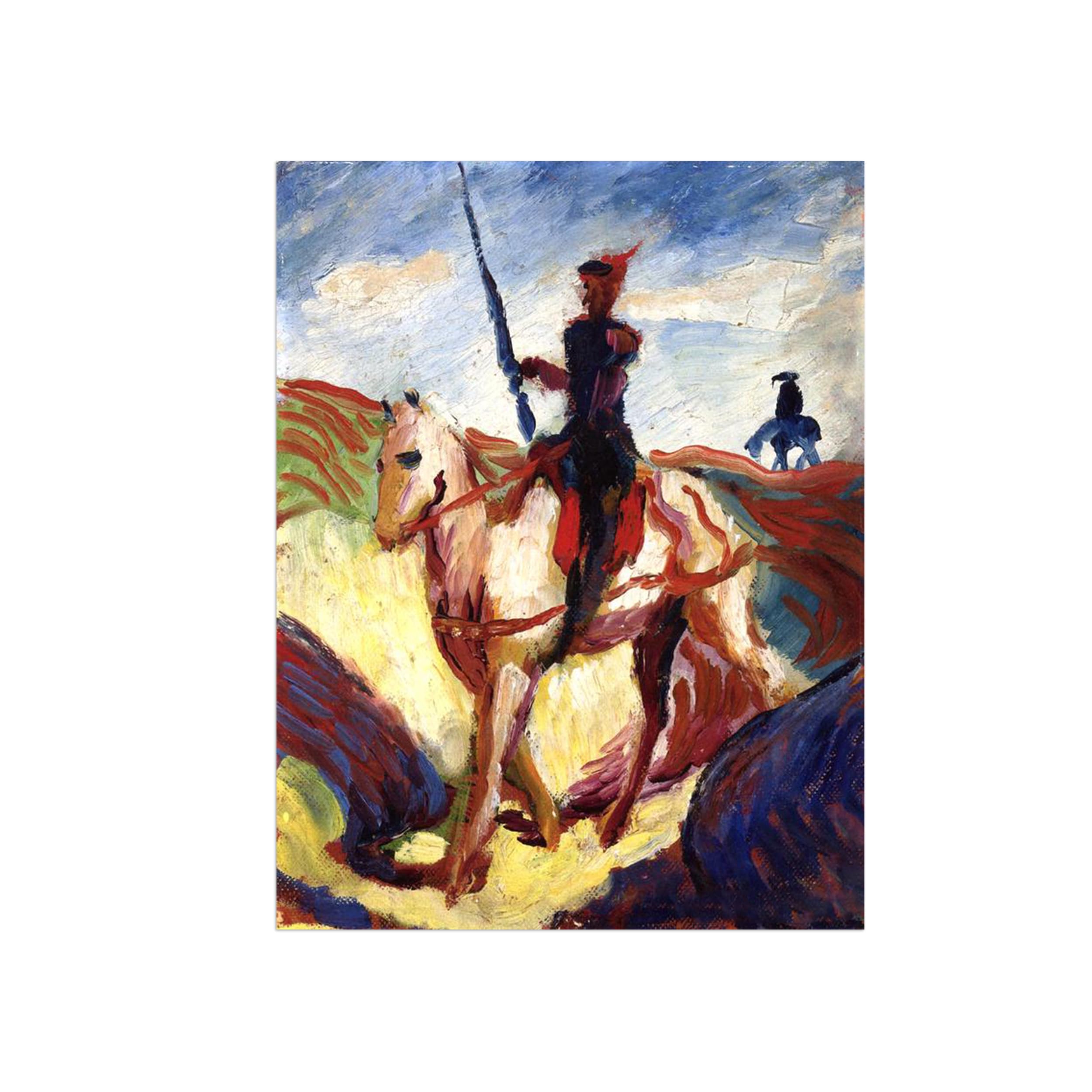 Sdyskkug Unframed August Macke Famous Wall Art For Living Room. Rider. Canvas Artwork Picture. Prints Reproduction Modern Home Decor 50X40cm