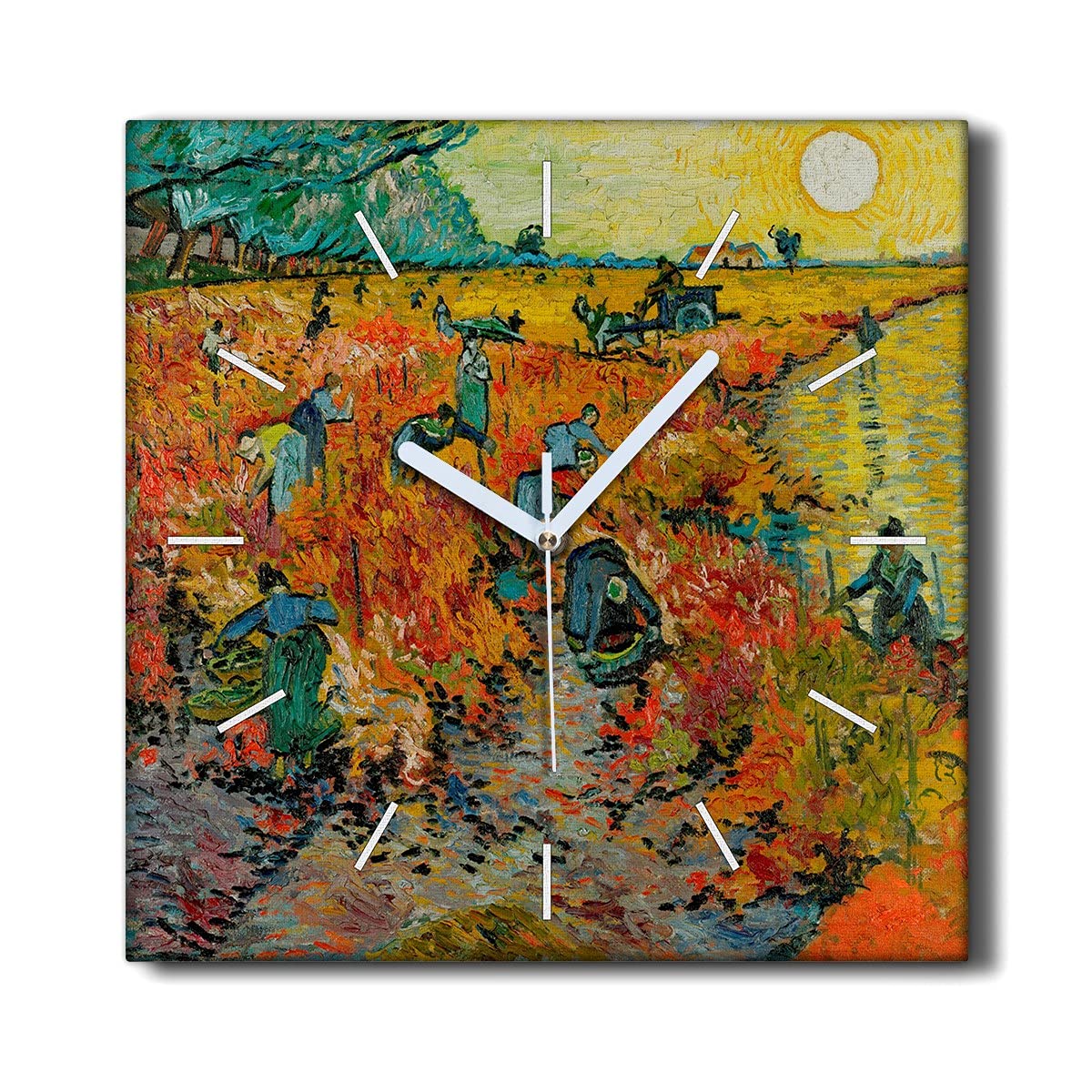 Horloge sur toile salon Coloray 30x30cm silencieuse pour ambiance rétro