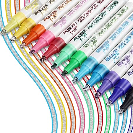 Ratel Glitzerstifte Malen Doppelte Linie Stift 12 Farben Super Kapazitat Acrylstifte Outline Marker Zauberstifte Fur Kartenschreiben Geburtstagsgrupkarte Sammelalbum Malen Diy Kunsthandwerk Amazon De Kuche Haushalt Wohnen