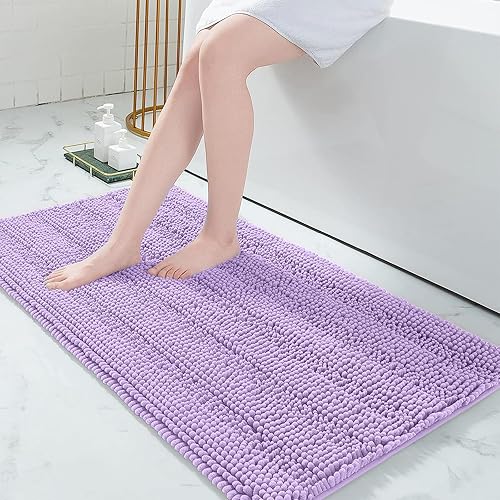 Miniatura 68 de Grandaily - Alfombras de baño de felpilla a rayas, extragruesas y absorbentes, antideslizantes, con fibras largas y suaves, lavables a máquina, para