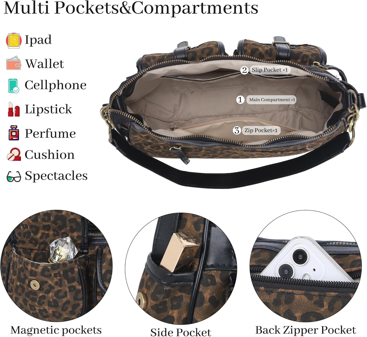 Angel Kiss Hobo Purses for Women Crossbody Shoulder Bag Ladies Multi Pocket Handbags with Adjustable Shoulder Strap - Image 5