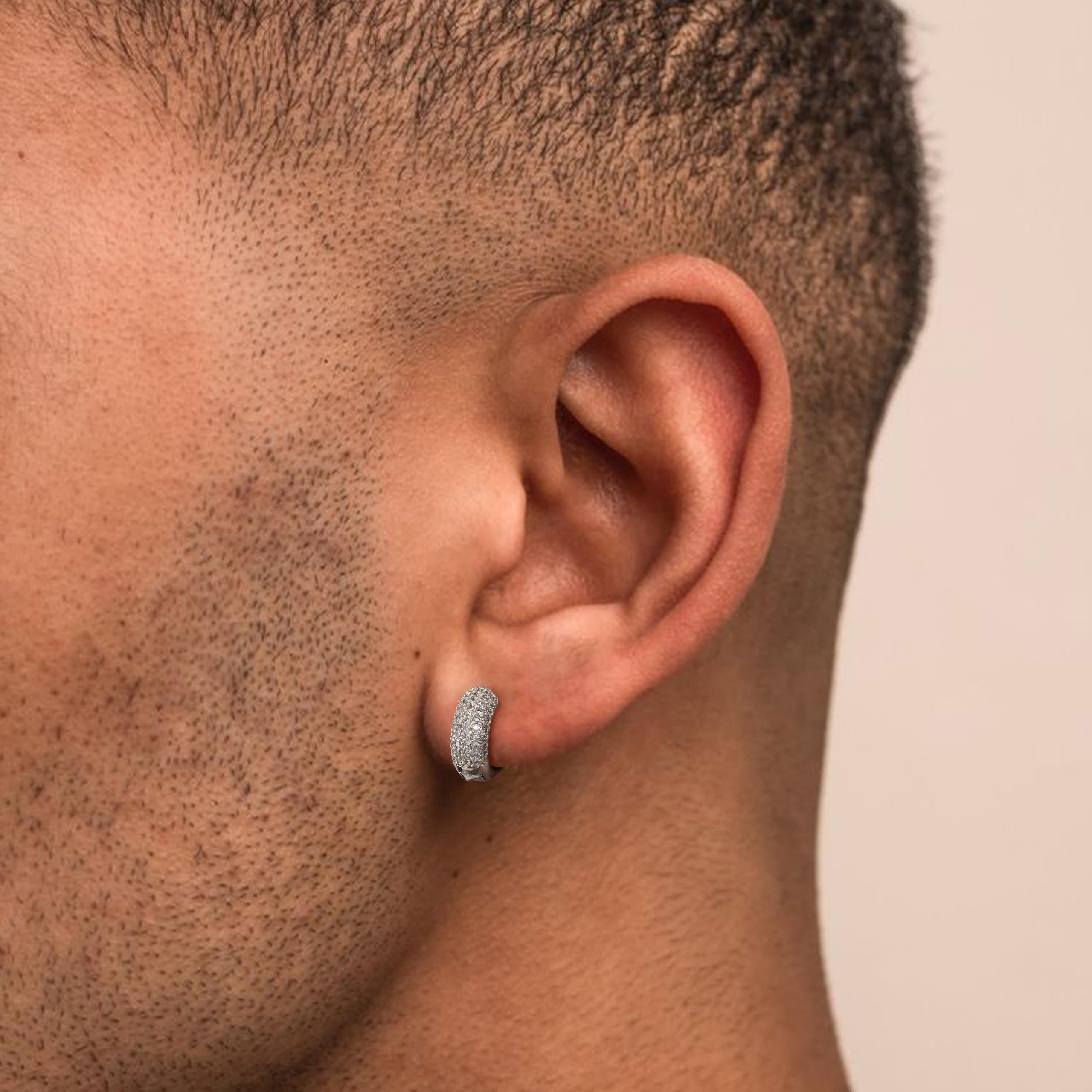 Pendientes de aro de oro con circonita cúbica para cartílago para hombre, chapados en plata de 14 quilates, hipoalergénicos, para hombre