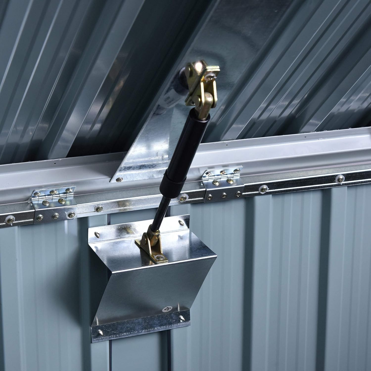 Close-up of the lockable door handle on the shed.