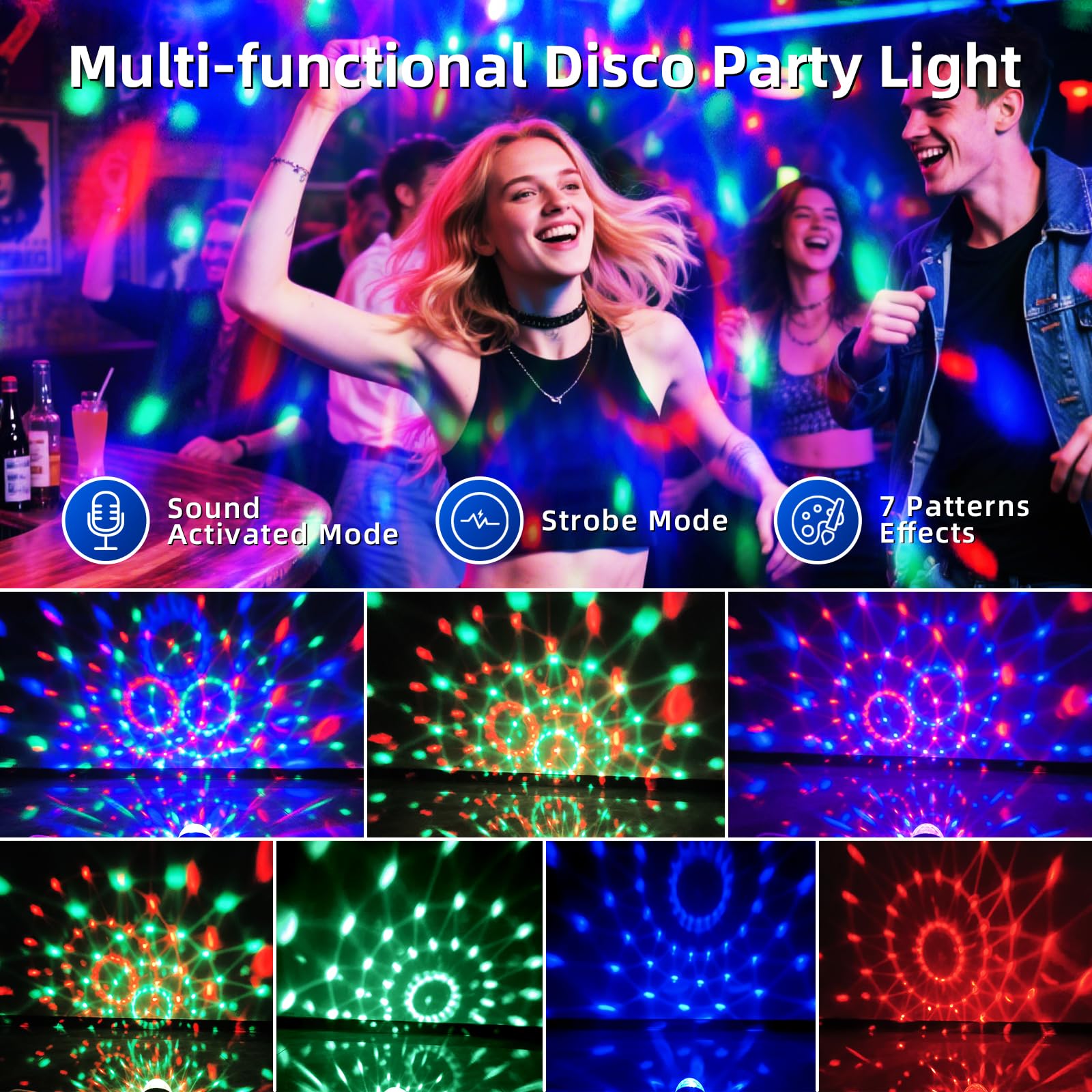 Juego de luces de discoteca para fiesta de 3 piezas, bola de discoteca de material ABS, con control remoto, luz estroboscópica de DJ, adecuada para bodas/karaoke KTV/fiestas de cumpleaños, luces de ca