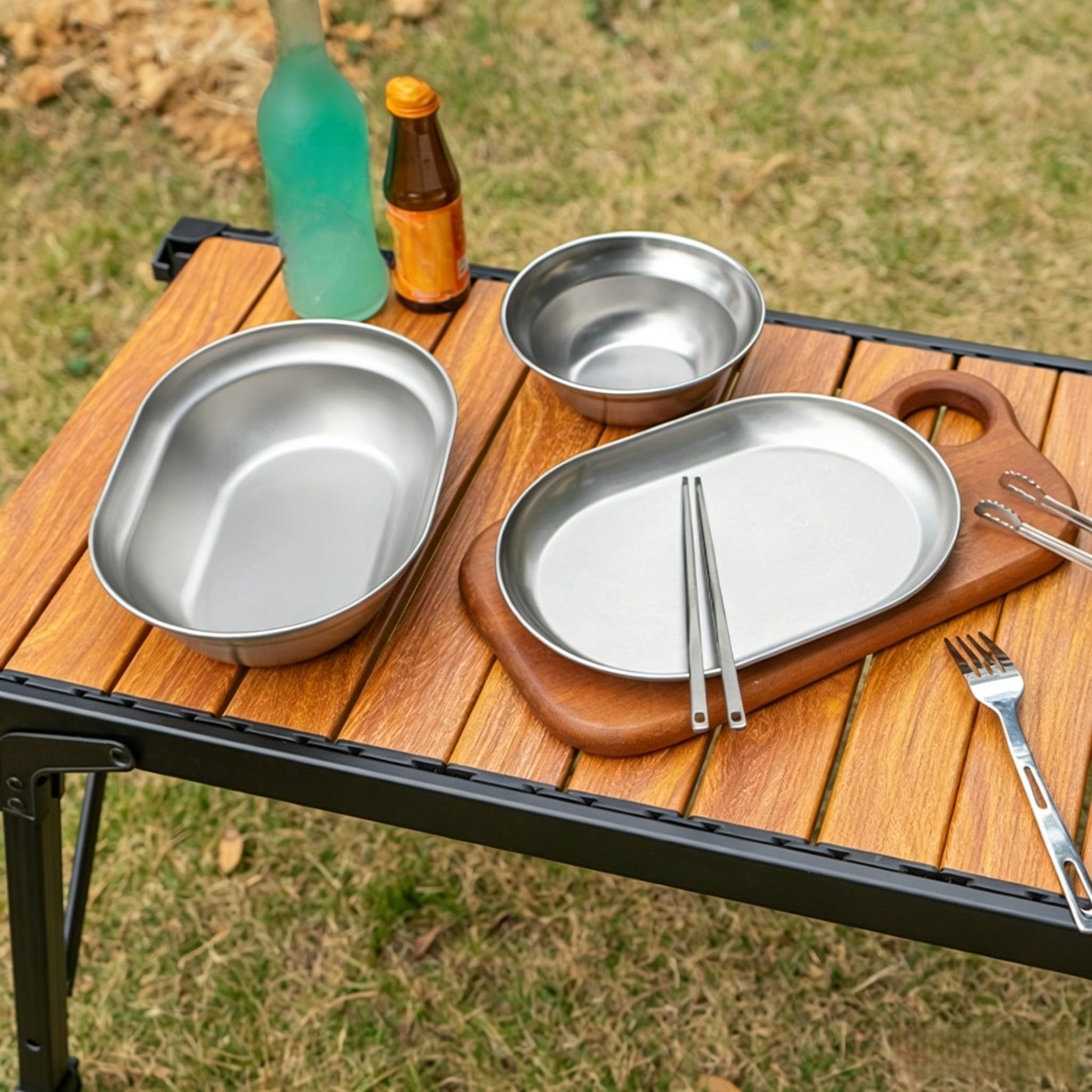 Set Stoviglie Acciaio 304 Portatile per Outdoor Set Stoviglie