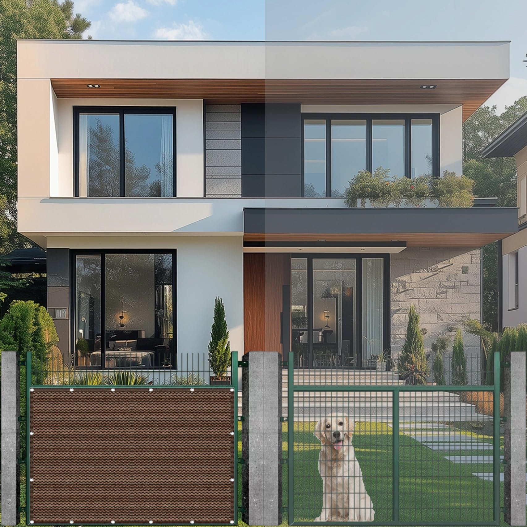 UV-Schutz-Sonnensegel, 50 x 80 cm, atmungsaktives Ripstop-Gewebe für Garten, Terrasse und Außenbereich, einfach zu installieren, wetterbeständig, braunes Vordach für Balkon