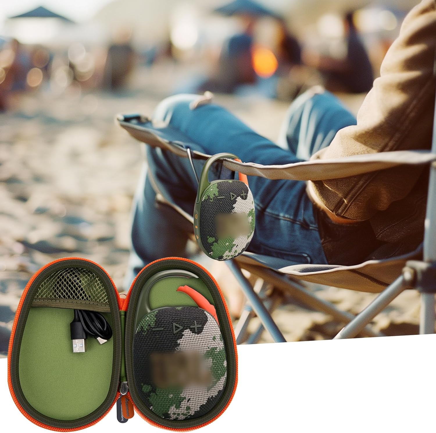 Protective Case Cover Bag for JBL Clip 5/4 Bluetooth Speaker, Portable Speakers Carrying Storage Organizer with Carabiner for Charger & Cable-Case Only (Green) - Image 7