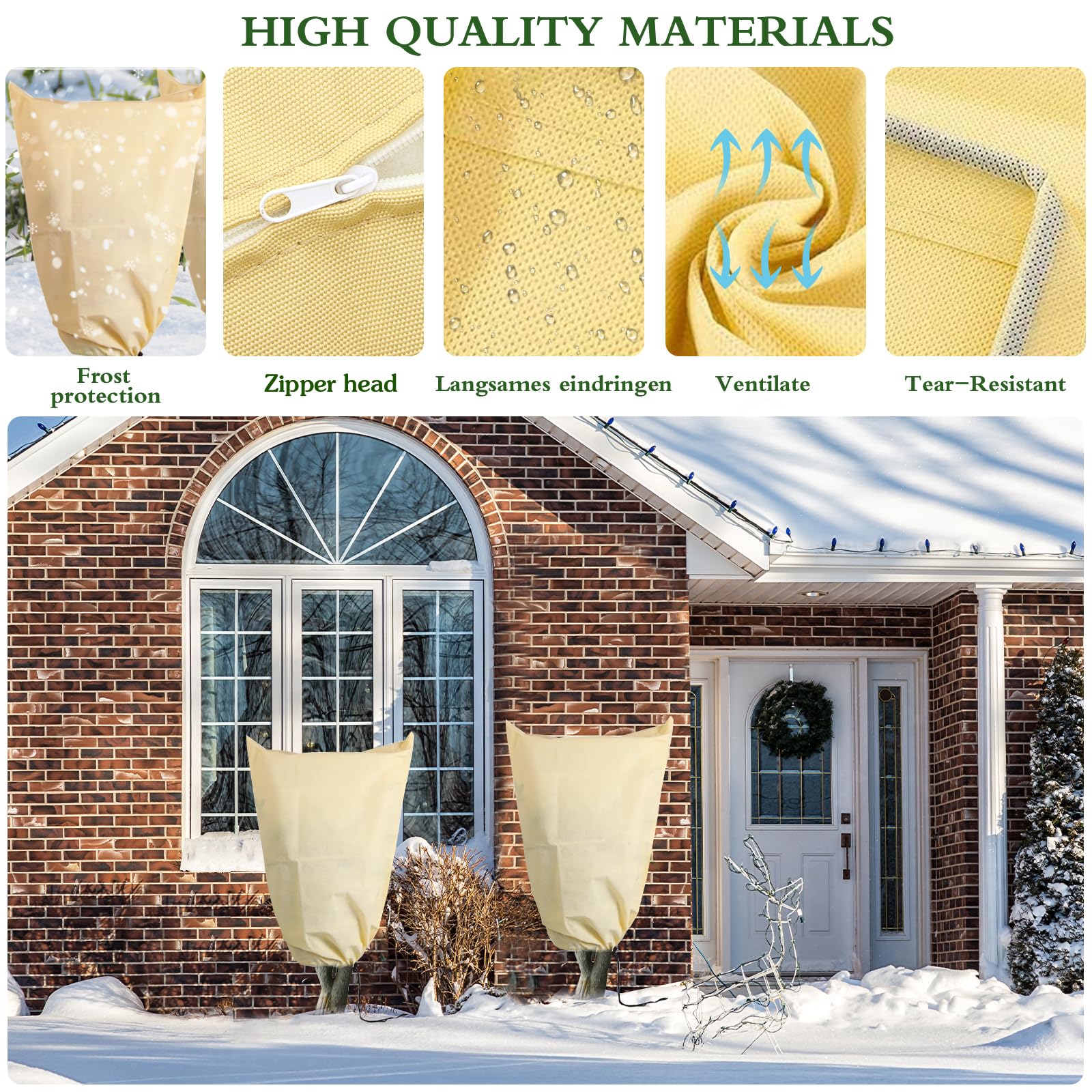 Housse De Protection Hivernale Pour Plantes - 3 Packs 80x120 Cm, Voile Non Tissé 80g, Cordon Et Zip