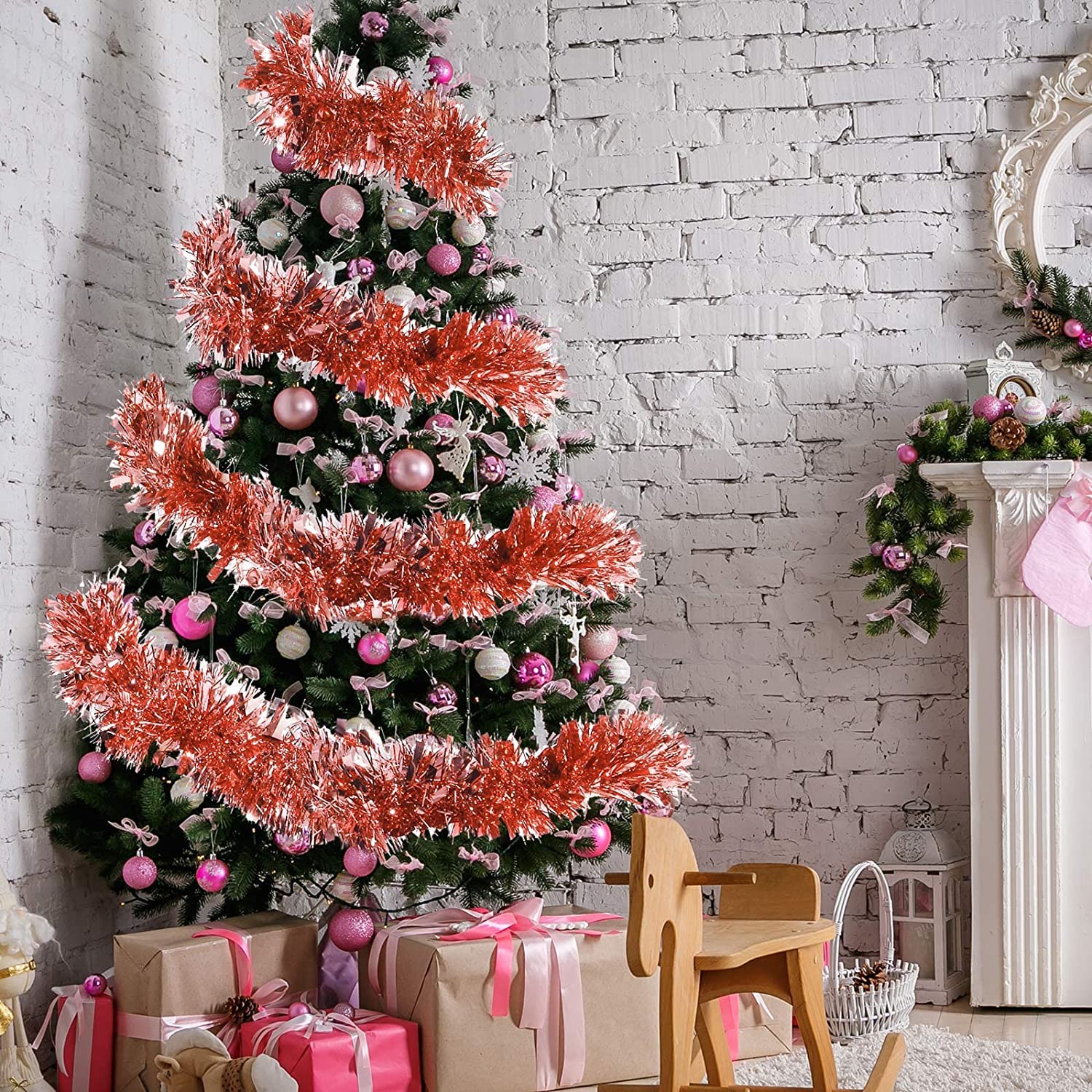 Nol Guirlandes Tinsel Lot de 10 Guirlandes de Noel Guirlandes Tinsel