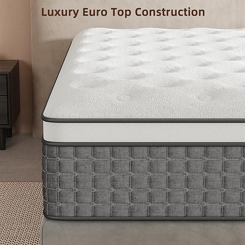 Miniatura 7 de Colchón tamaño Queen, colchón de firmeza media de 14 pulgadas con soporte extra lumbar y hombro, colchones híbridos con espuma viscoelástica de gel,