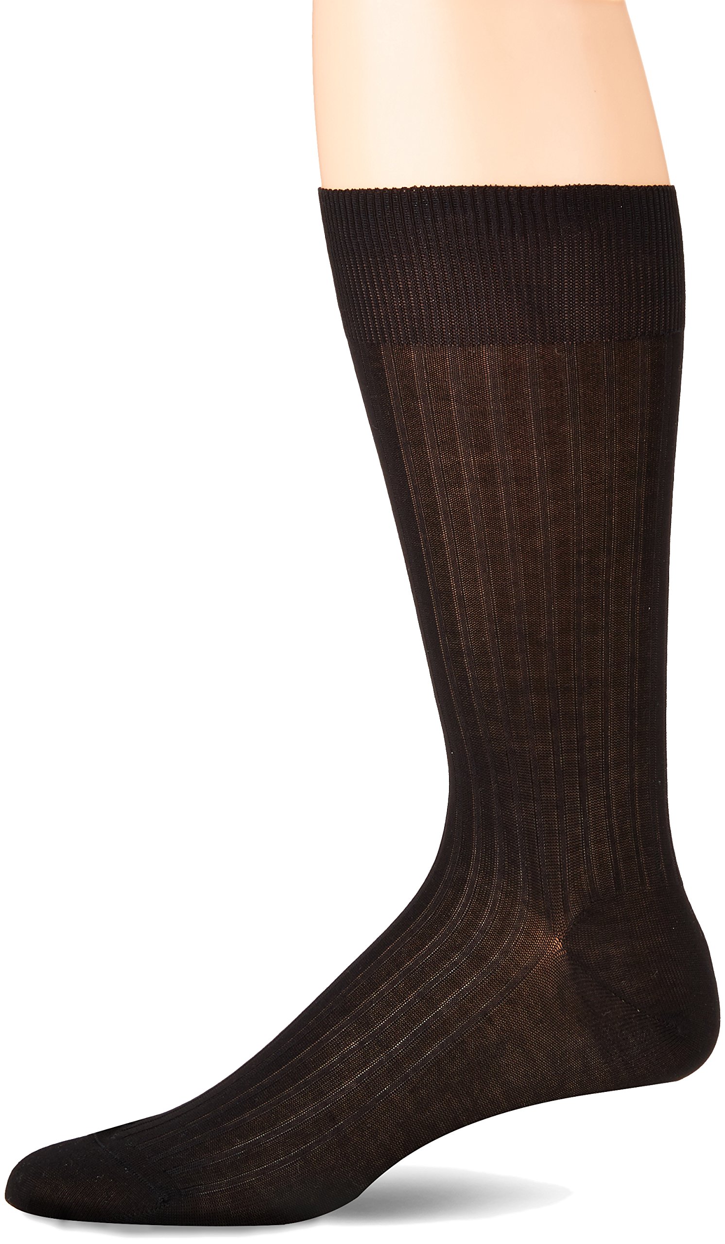 Pantherella Mens Danvers Rib Cotton Lisle Socks - Black - Small