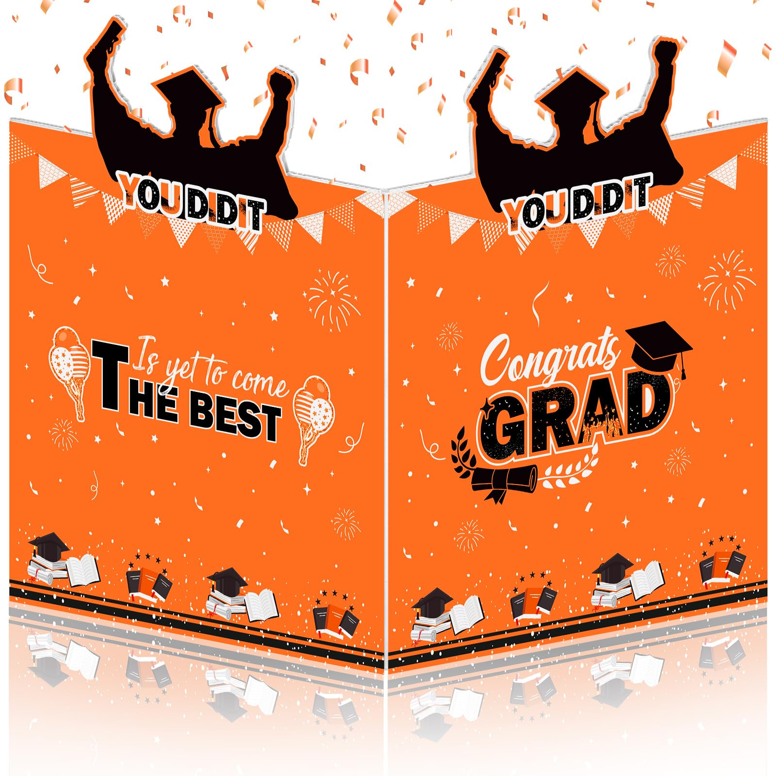 Jumbo Graduation Guest Card Decorations Giant Orange Black Congrats Grad Guest Book Graduation Party The Best is Yet to Come Class of 2025 Signature Book Board for College High School Graduation Gifts