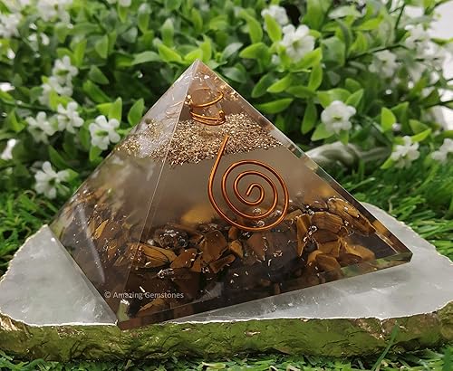 Miniatura 16 de Amazing Gemstone Pirámide de orgón grande Cristal de pirámide de turmalina negra oscura Pirámide de orgonita Pirámides de órgano Curación