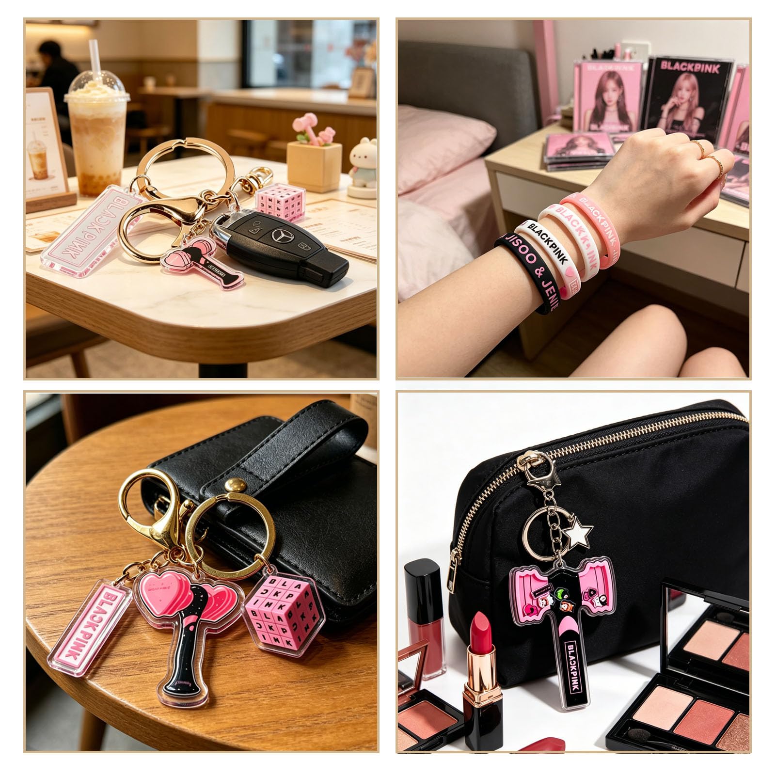 PINK K-Pop Set di Articoli per Fan: Kit Regalo BP per i Fan Del Kpop - Set di Merchandising - Regalo per Blink JUMP Portachiavi Bracciale Borsa Cordino Foto Biglietti e Altro Ancora (Black)
