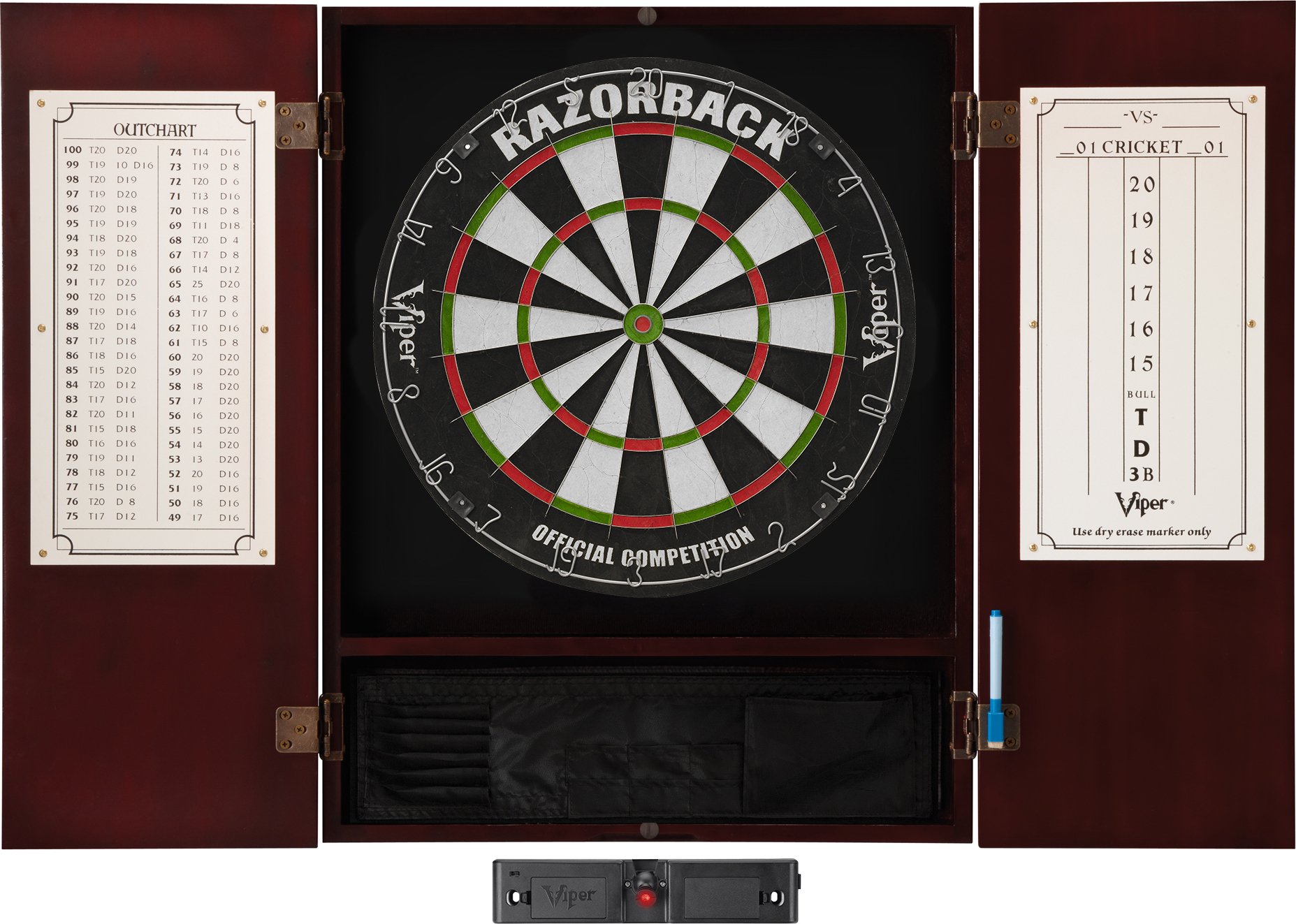 Viper Metropolitan Solid Wood Cabinet & Sisal/Bristle Dartboard Play-Ready Bundle