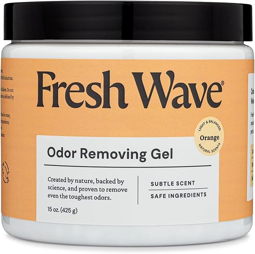 Fresh Wave Orange Odor Removing Gel, 15 oz. | Odor Absorbers for Home | Safer Odor Relief | Natural Plant-Based Odor Eliminator | Every 15 oz. lasts 30-60 Days | For Cooking, Trash & Pets