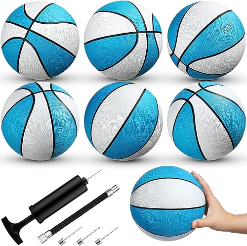 Honoson Paquete de 6 unidades de baloncesto de goma impermeables para piscina de agua para regalos de fiesta de verano en el lago (8 pulgadas, azul