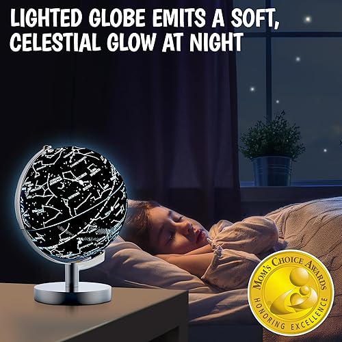 Miniatura 4 de USA Toyz Globo iluminado para el aprendizaje de los niños globos del mundo con soporte 3 en 1 STEM Kids Globe, luz nocturna constelación escritorio