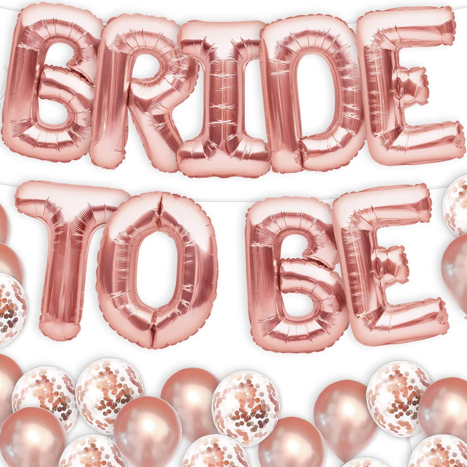 Big BRIDE TO BE Balloons Rose Gold 16" Letters Banner - Bachelorette Party Decorations Set with 10 Rose Gold Confetti Balloons and 10 Latex Bachelorette Party Balloons - Hen Party Supplies Kit