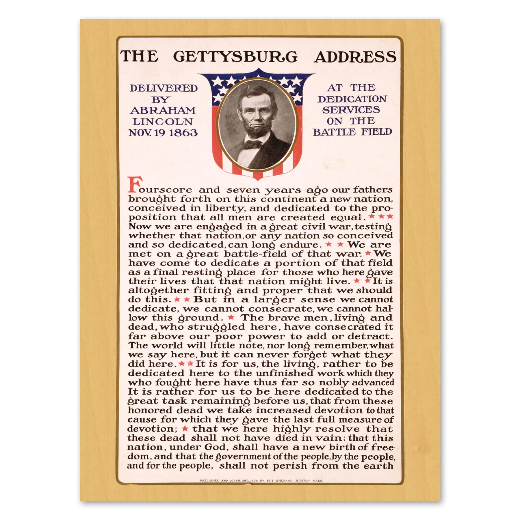 Wee Blue Coo War American Civil Lincoln Gettysburg Address President Art Print Poster Wall Decor 12X16 Inch