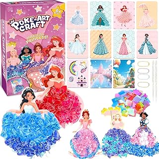 Arts and Craft Kits for Kids, Poke-in Art - Princess for 6 7 8 9 10 Year Old Girls Birthday Presents, DIY Craft Kits, Educational Toys, Kid Craft Activity Party Favors Supplies for Girl Toys Age 6-12