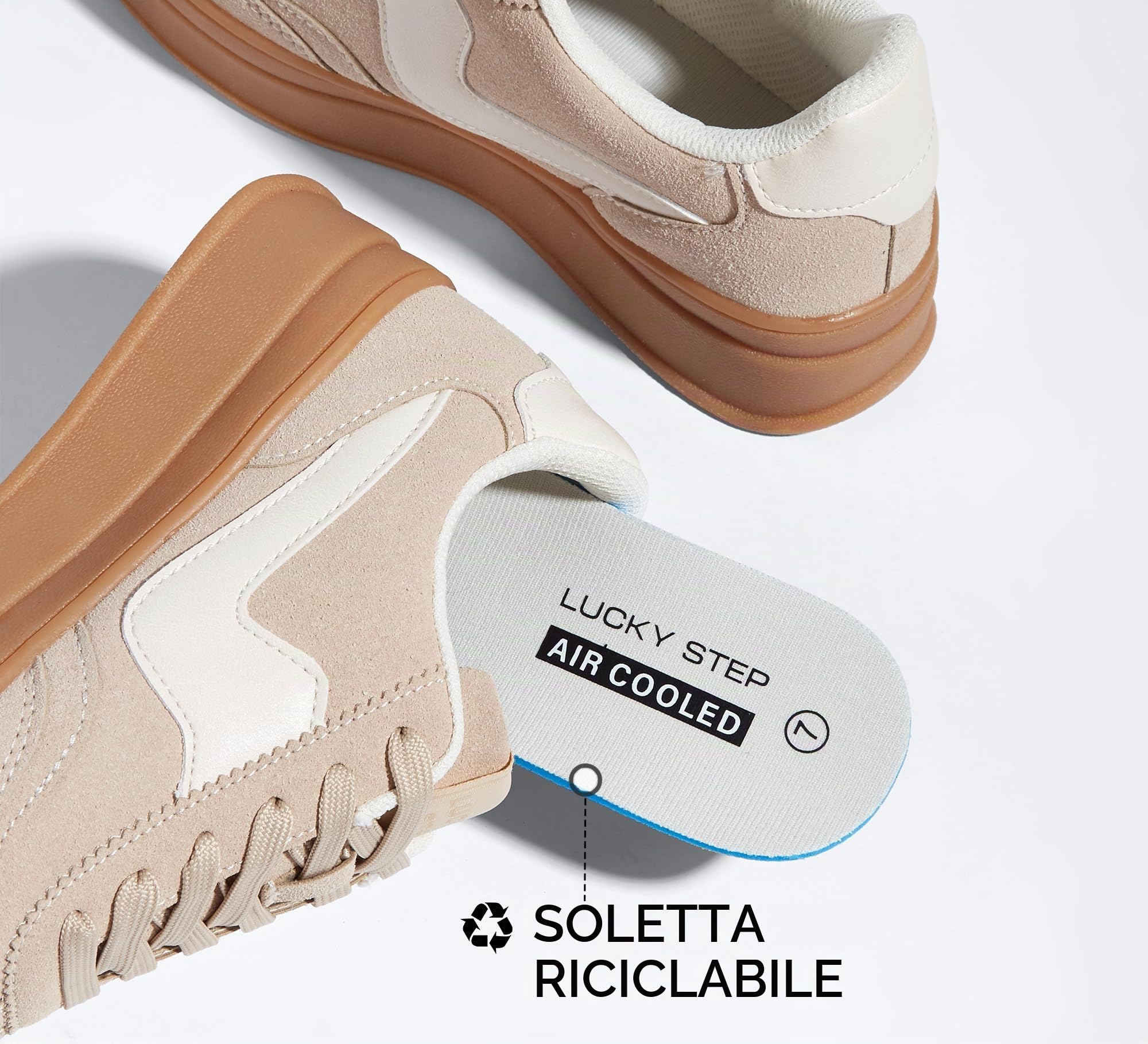 LUCKY STEP Sneakers Donna con Zeppa – Scarpe Chunky alla Moda, Scarpe Casual con Lacci, Comode per Camminare e Uso Quotidiano