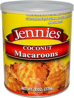 Jennies Coconut Macaroons 8 oz - Gluten-Free, Dairy-Free, Peanut-Free, OU Kosher Fresh Baked Snacks High in MCTs & Omegas