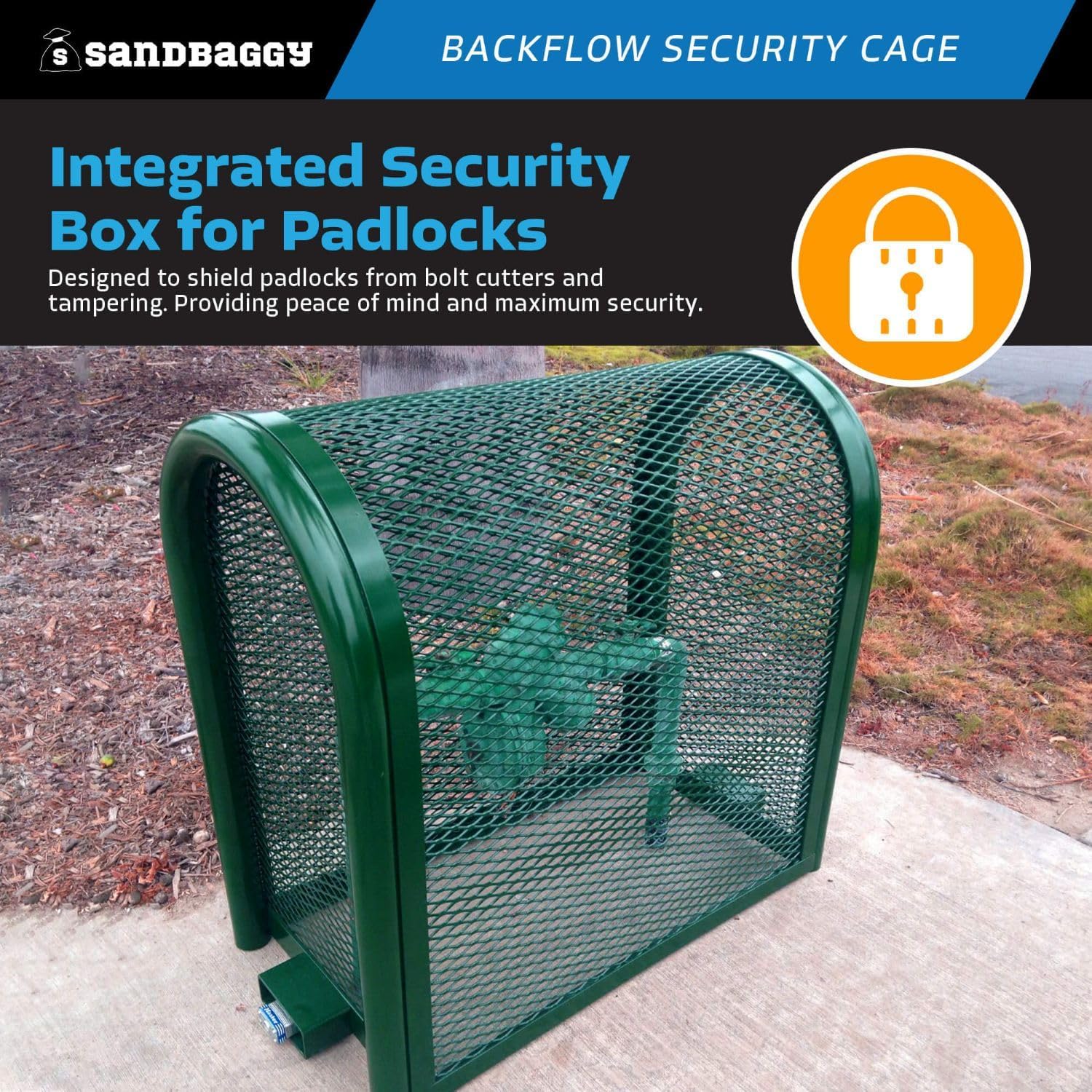 Sandbaggy Durable Backflow Security Cage – Backflow Preventer Enclosure | 2 Year Warranty (29” x 25” x 14.5” (LxHxW), 1, Count)