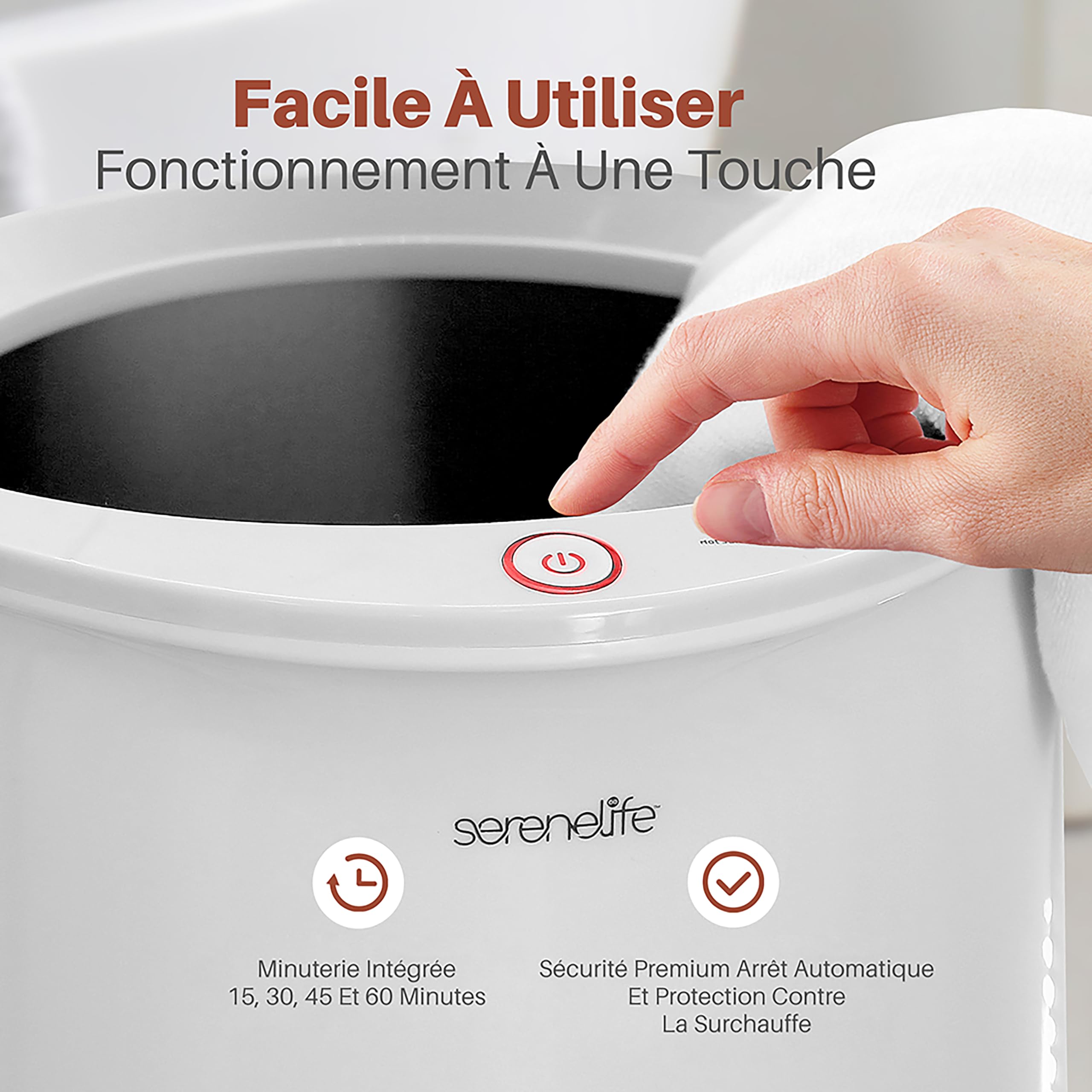 SereneLife Chauffe-Serviettes de Luxe 20L – Seau Chauffant pour Salle de Bain avec Arrêt Automatique, Capacité 2 Grandes Serviettes, Convient aux Peignoirs et Pyjamas