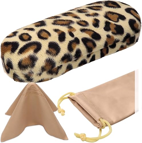 MyEyeglassCase Estuche rígido para gafas, tamaño mediano, con borde de fácil apertura y paño de limpieza