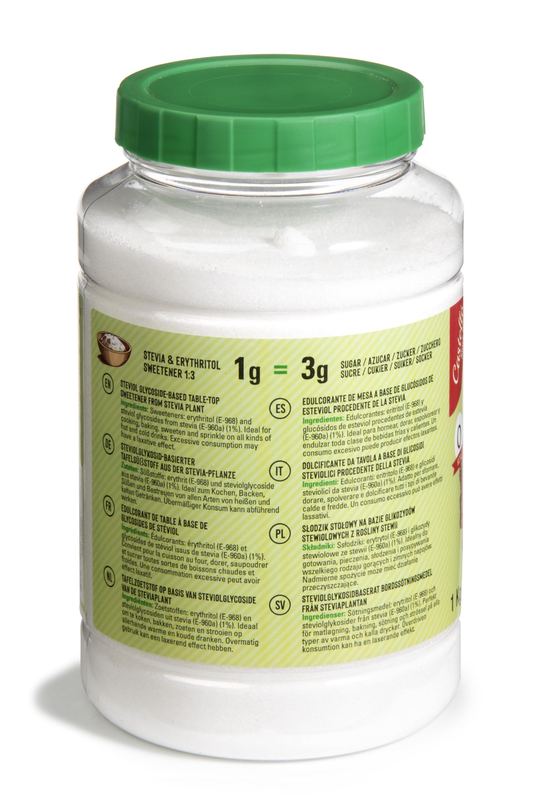 Castello since 1907 Słodzik Stevia + Erytrytol 1:3 1kg| 1g = 3g cukru | Słodzik o 100% naturalnym smaku - 0 Kalorii - 0 Indeks Glikemiczny - Keto i Paleo - 0 Węglowodanów Netto - Bez GMO