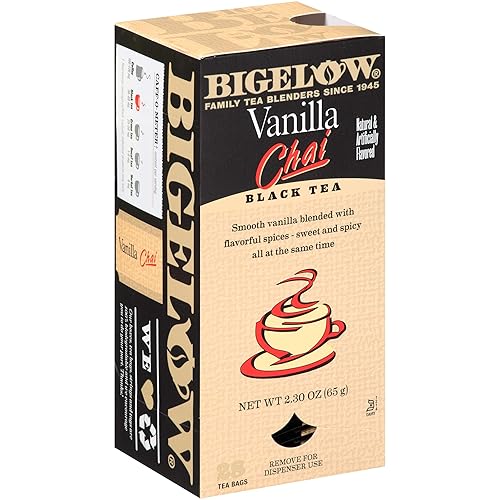 Miniatura 294 de Bigelow Vanilla Chai Black Tea, caja de 20 sobres (paquete de 6), té negro con cafeína, 120 bolsas de té en total